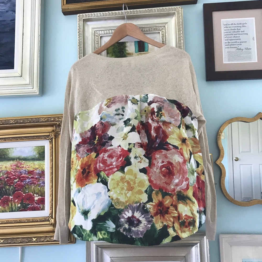 Moth Anthropologie sweater with floral print